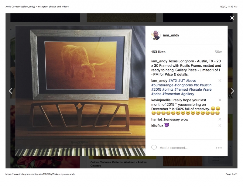 Longhorn Grazing by artist Andres Cavazos